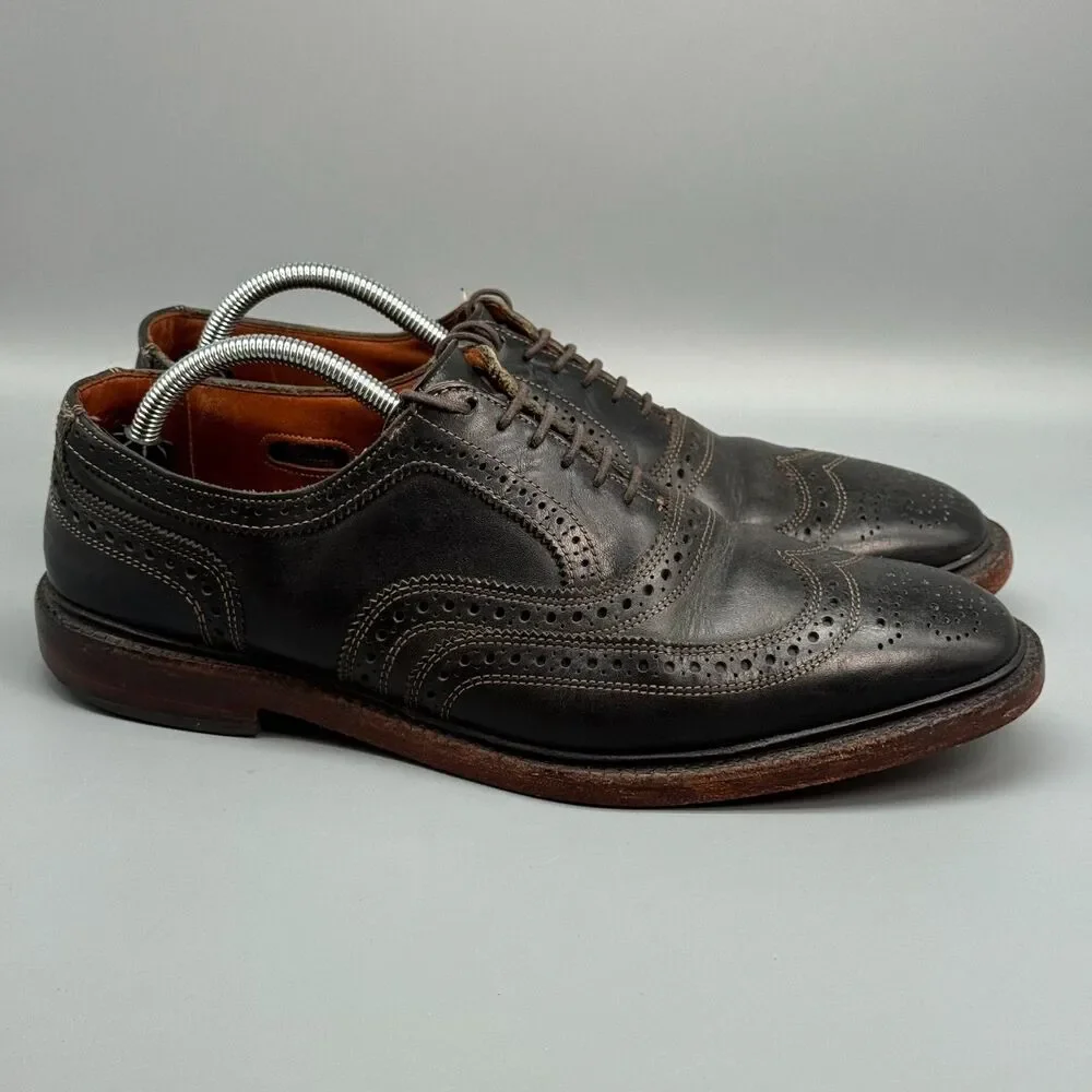 Allen Edmonds Macneil Mens 10 Black Leather Dress Shoes Lace-Up Block Heel
